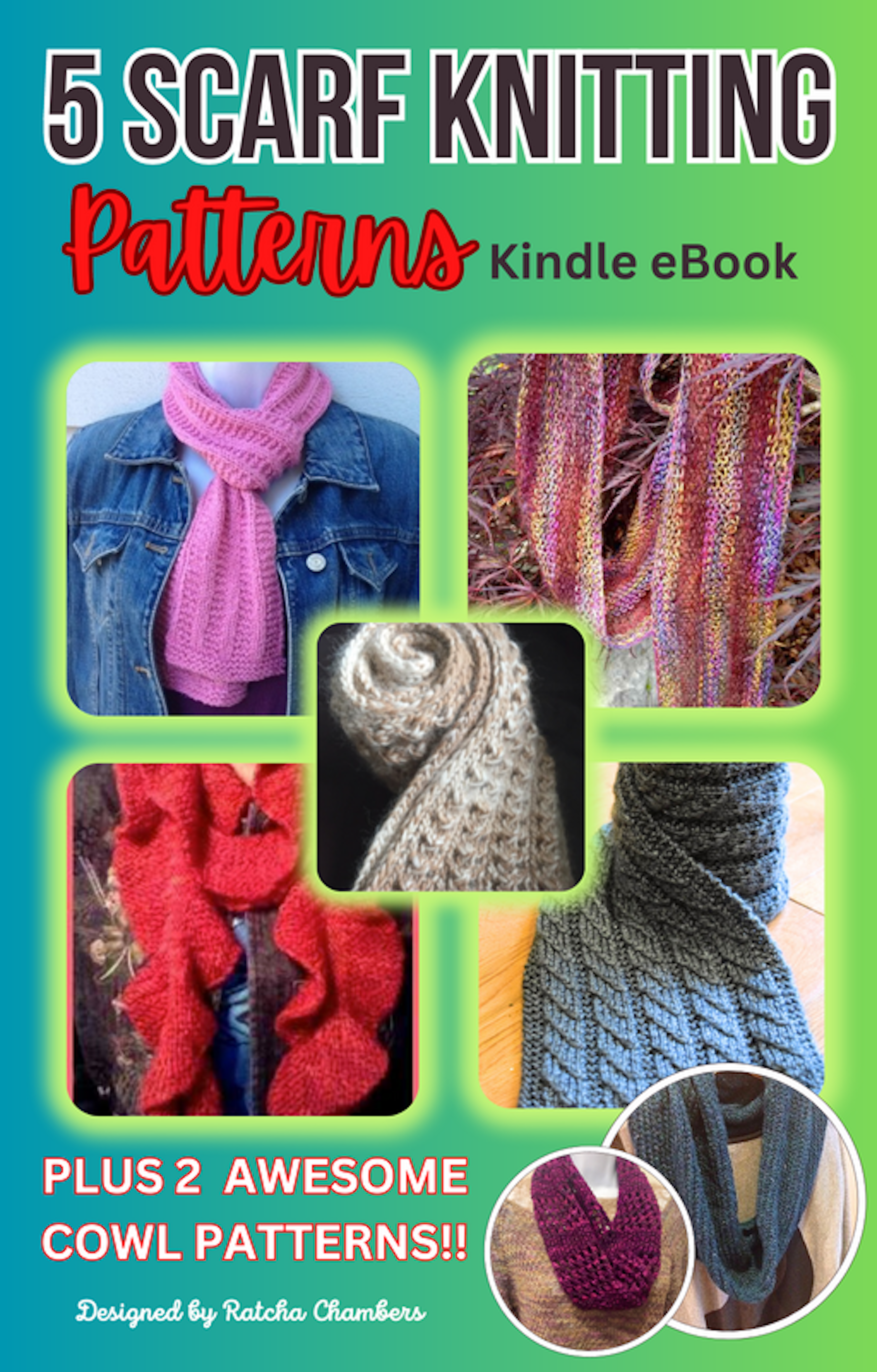 5 scarf and 2 cowl knitting patterns